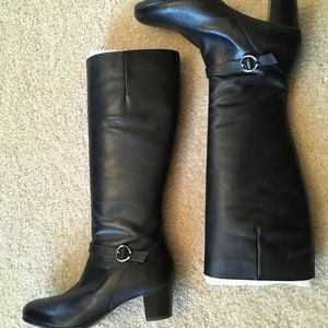 Sudini Black Leather Size 9N Narrow Calf Boots